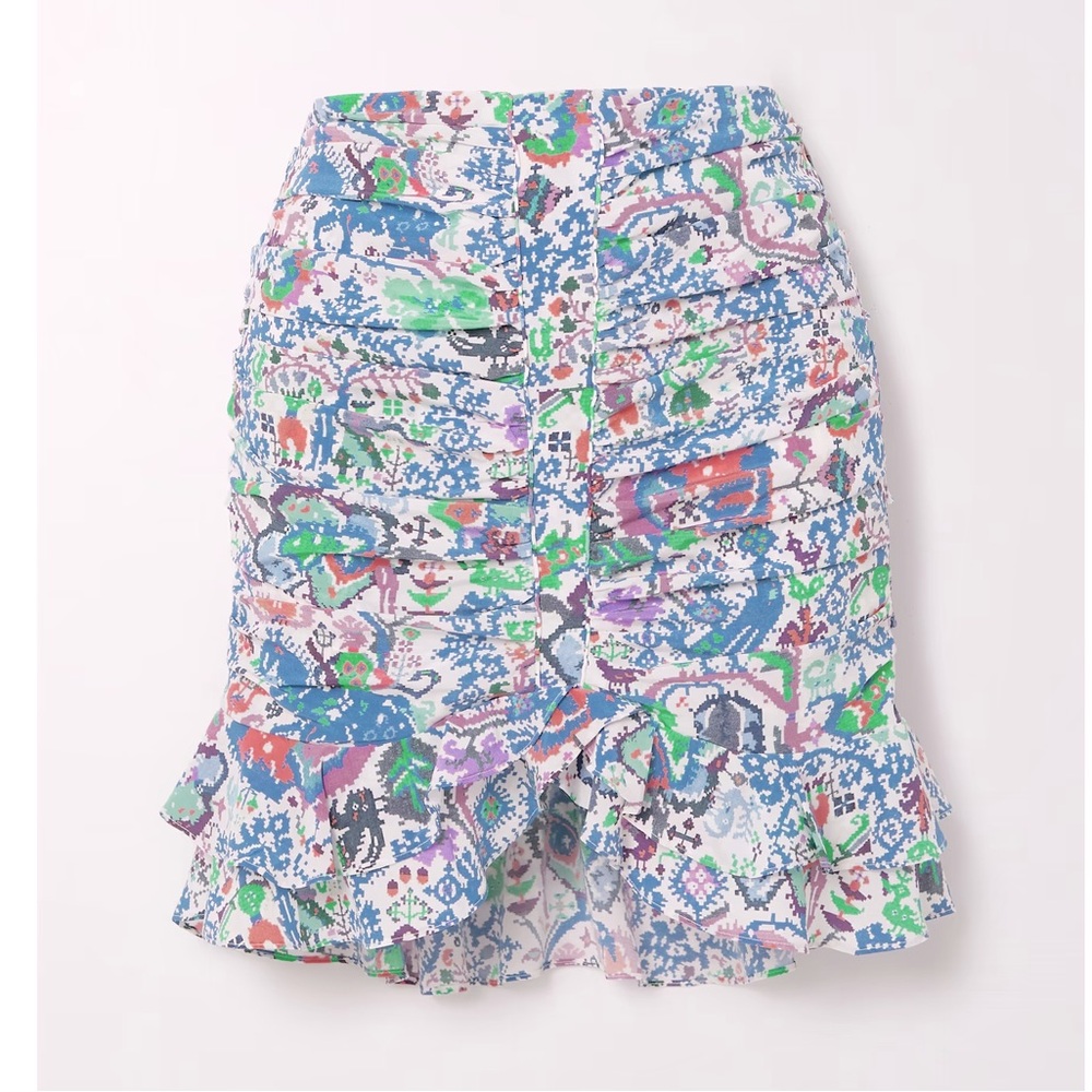 Isabel Marant Milendi Printed Ruffle Mini Skirt